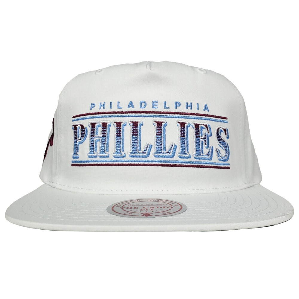 Philadelphia Phillies Mitchell & Ness MLB Caddy Fit‎ Snapback Hat Cap White NWT